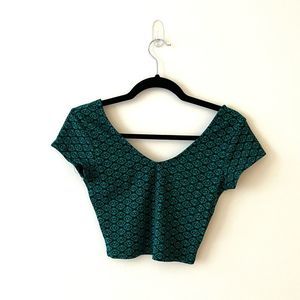PACSUN LA Hearts Crop Top in Teal size S
